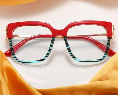Damskie kwadratowe okulary zerówki do komputera BLUE LIGHT z flexami 25130D