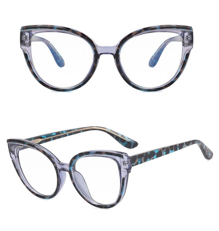 Damskie kocie okulary zerówki do komputera BLUE LIGHT na teleskopach 25128A Niebieska Pantera