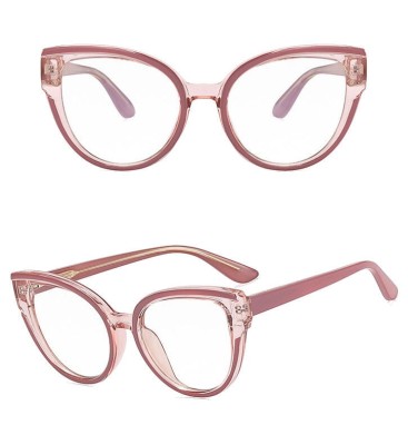Damskie kocie okulary zerówki do komputera BLUE LIGHT na teleskopach 25128C Brudny Róż/Transparentny