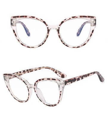 Damskie kocie okulary zerówki do komputera BLUE LIGHT na teleskopach 25128F Panterka/Transparentny
