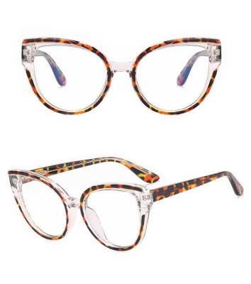 Damskie kocie okulary zerówki do komputera BLUE LIGHT na teleskopach 25128G Panterka/Transparentny