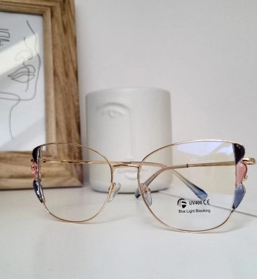 Damskie kocie okulary zerówki do komputera BLUE LIGHT z flexami 25129A