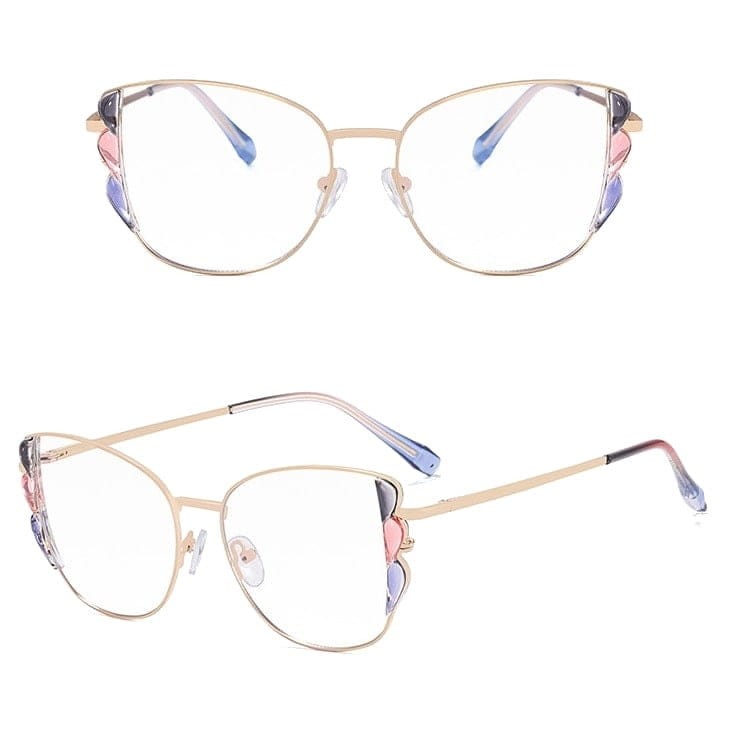 Damskie kocie okulary zerówki do komputera BLUE LIGHT z flexami 25129A