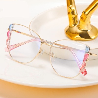 Damskie kocie okulary zerówki do komputera BLUE LIGHT z flexami 25129C