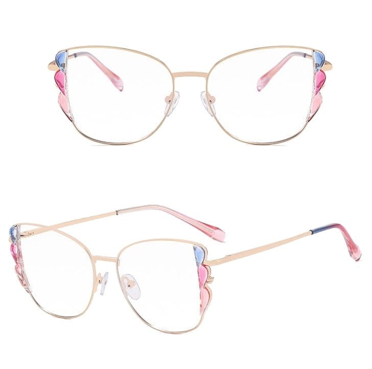 Damskie kocie okulary zerówki do komputera BLUE LIGHT z flexami 25129C