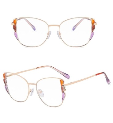 Damskie kocie okulary zerówki do komputera BLUE LIGHT z flexami 25129F