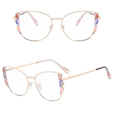 Damskie kocie okulary zerówki do komputera BLUE LIGHT z flexami 25129G