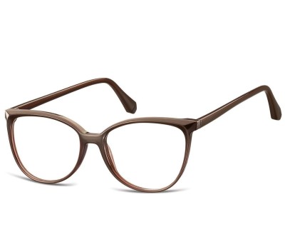Damskie okulary optyczne zerówki kocie oczy Sunoptic CP116C ciemnobrązowe