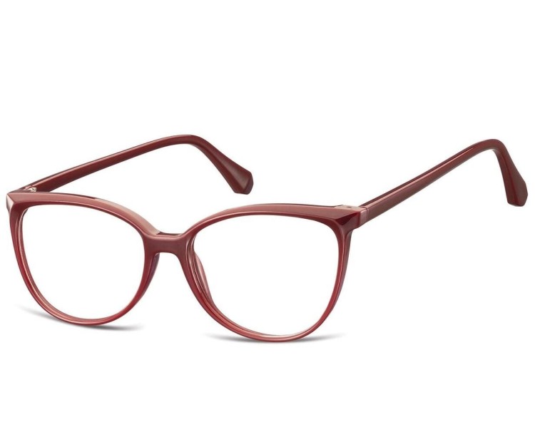 Damskie okulary optyczne zerówki kocie oczy Sunoptic CP116D bordowe