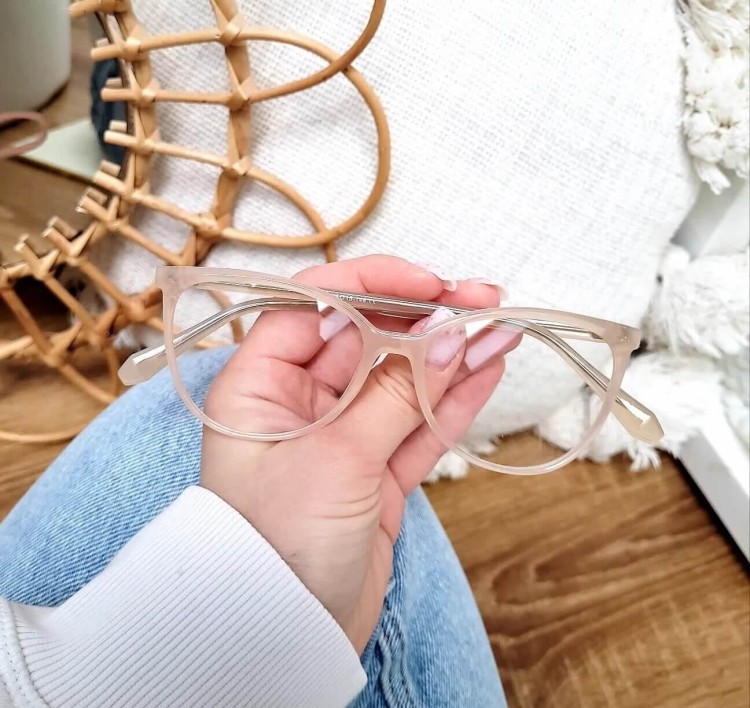 Damskie okulary optyczne zerówki kocie oczy Sunoptic CP116F mleczny beżowy