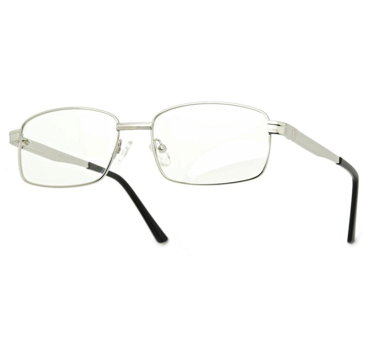 Męskie Oprawki korekcyjne zerówki okulary metalowe 639E srebrne