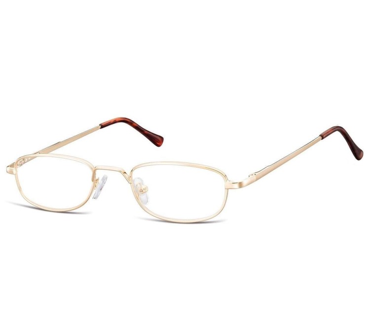 Wąskie oprawki korekcyjne zerówki okulary metalowe z uchwytem 784 złote