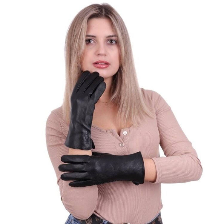 Damskie Rękawiczki skórzane ocieplane 'miś' RKW15-XS rozm.XS