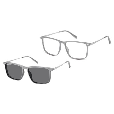 Prostokątne okulary pod korekcję z polaryzacyjną Nakładką przeciwsłoneczną na magnes CLIP-TRC-196C-1