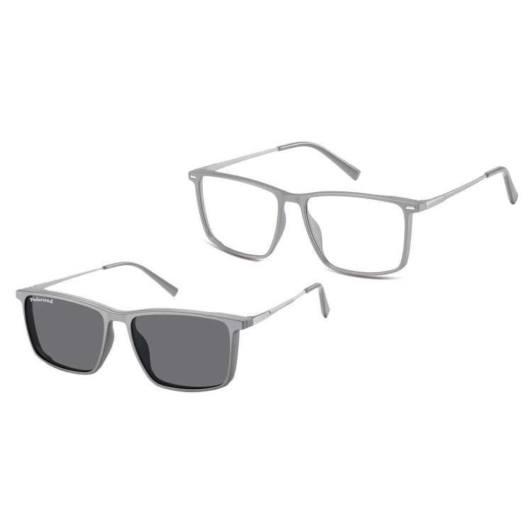Prostokątne okulary pod korekcję z polaryzacyjną Nakładką przeciwsłoneczną na magnes CLIP-TRC-196C-1