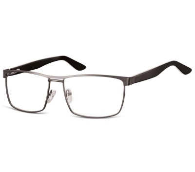 Męskie oprawki korekcyjne zerówki okulary prostokątne metalowe 880B grafitowe