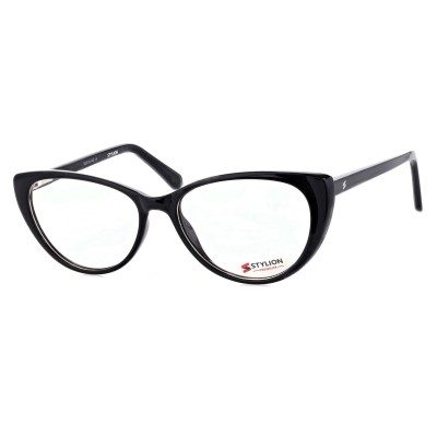Damskie Okulary zerówki korekcyjne oprawki kocie oczy STAC-19 czarne