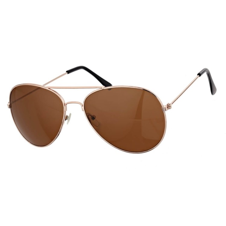 Złote okulary pilotki przeciwsłoneczne Gold/Brown STD-19A