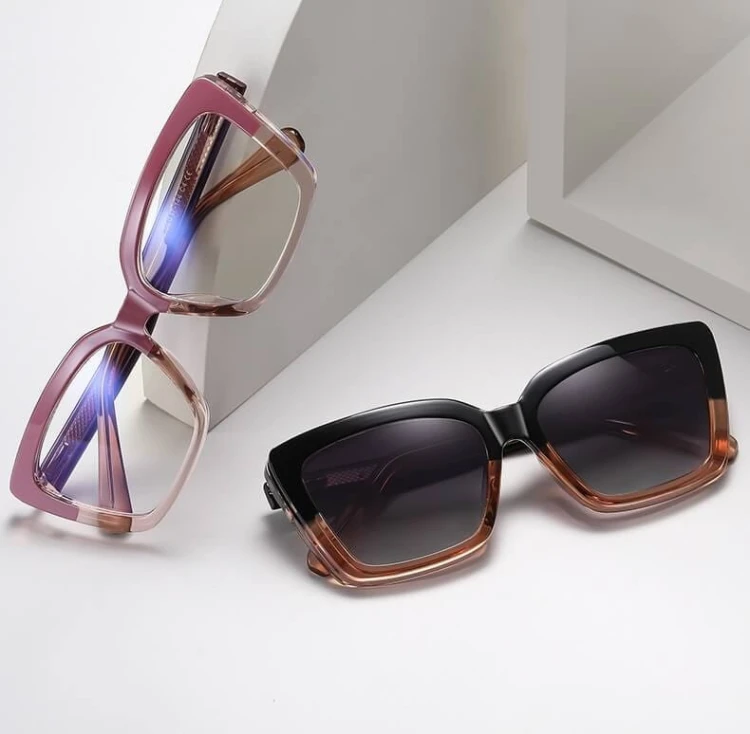 2w1 Okulary damskie do komputera z nakładką przeciwsłoneczną na magnes Clip-On 25134C