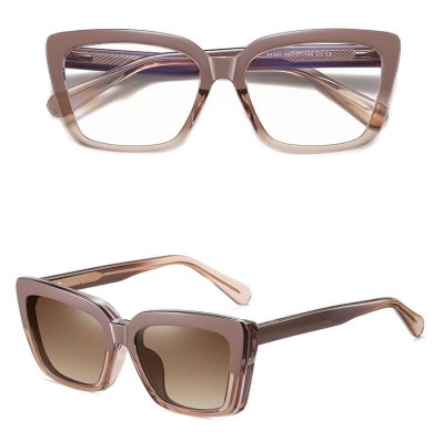 2w1 Okulary damskie do komputera z nakładką przeciwsłoneczną na magnes Clip-On 25134E kawowe