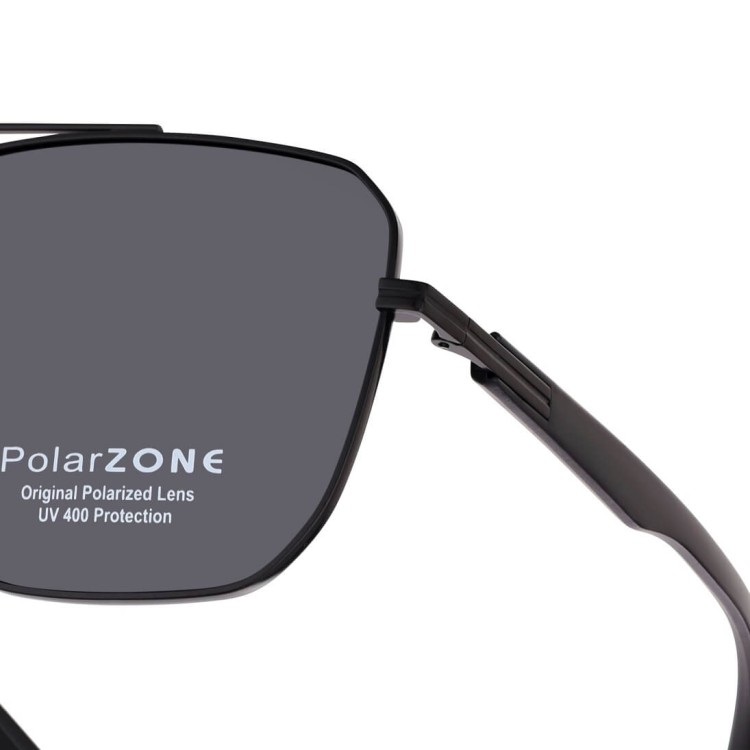Duże Męskie okulary przeciwsłoneczne pilotki z polaryzacją i filtrem UV400 POL-123 PolarZone czarne