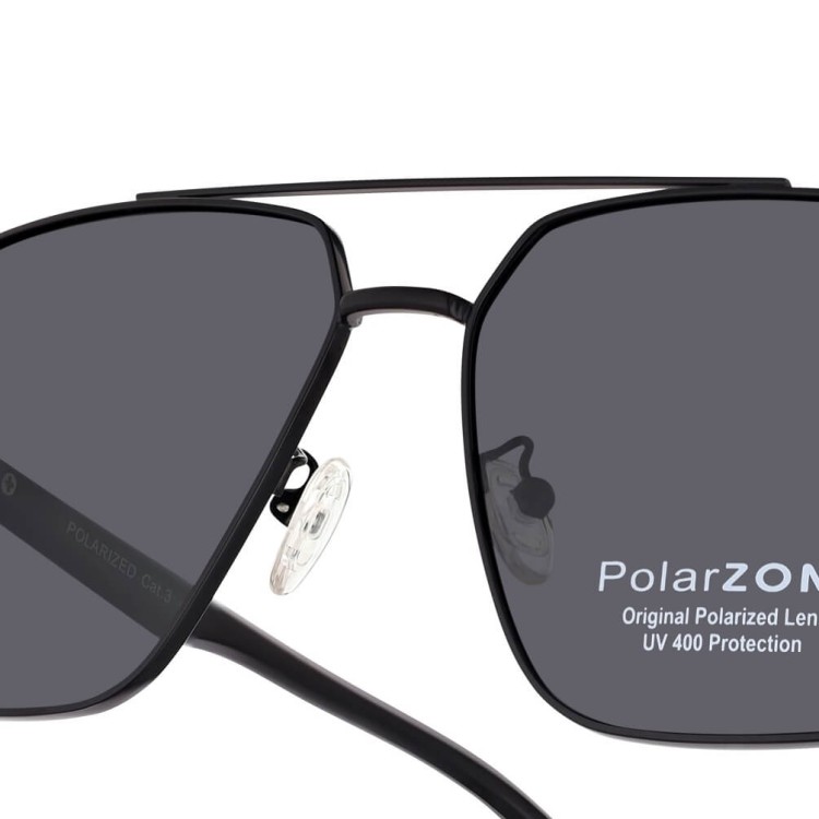 Duże Męskie okulary przeciwsłoneczne pilotki z polaryzacją i filtrem UV400 POL-123 PolarZone czarne