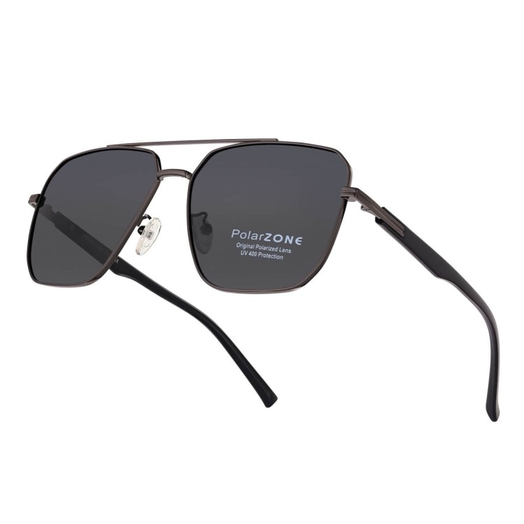 Duże Męskie okulary przeciwsłoneczne pilotki z polaryzacją i filtrem UV400 POL-123A PolarZone grafitowe