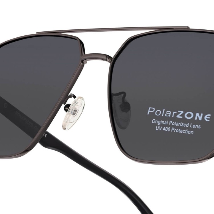 Duże Męskie okulary przeciwsłoneczne pilotki z polaryzacją i filtrem UV400 POL-123A PolarZone grafitowe