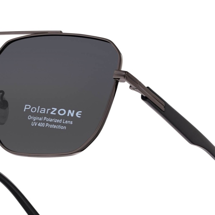 Duże Męskie okulary przeciwsłoneczne pilotki z polaryzacją i filtrem UV400 POL-123A PolarZone grafitowe