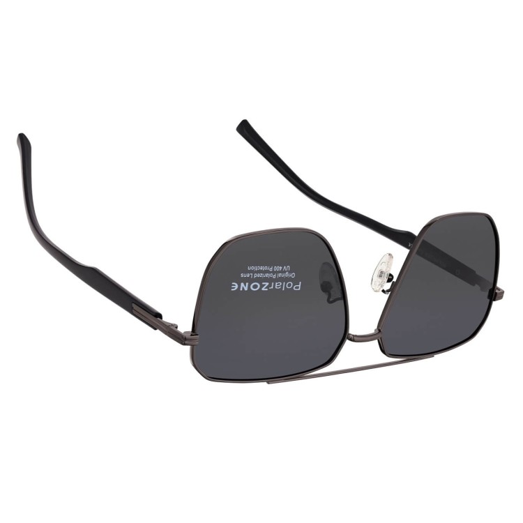 Duże Męskie okulary przeciwsłoneczne pilotki z polaryzacją i filtrem UV400 POL-123A PolarZone grafitowe