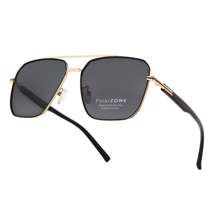 Duże Męskie okulary przeciwsłoneczne pilotki z polaryzacją i filtrem UV400 POL-123B PolarZone złote/czarne