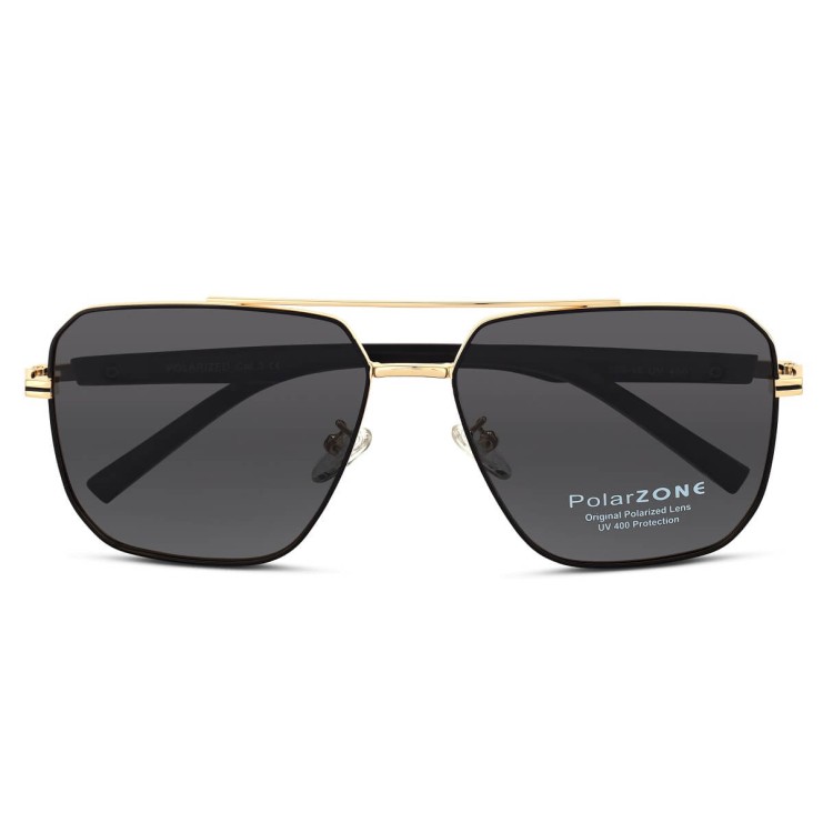 Duże Męskie okulary przeciwsłoneczne pilotki z polaryzacją i filtrem UV400 POL-123B PolarZone złote/czarne