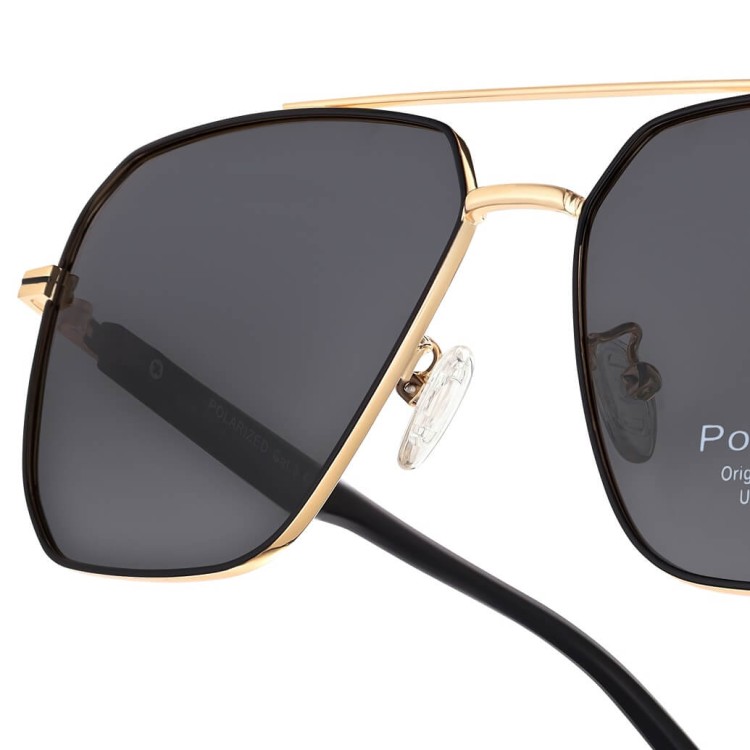 Duże Męskie okulary przeciwsłoneczne pilotki z polaryzacją i filtrem UV400 POL-123B PolarZone złote/czarne