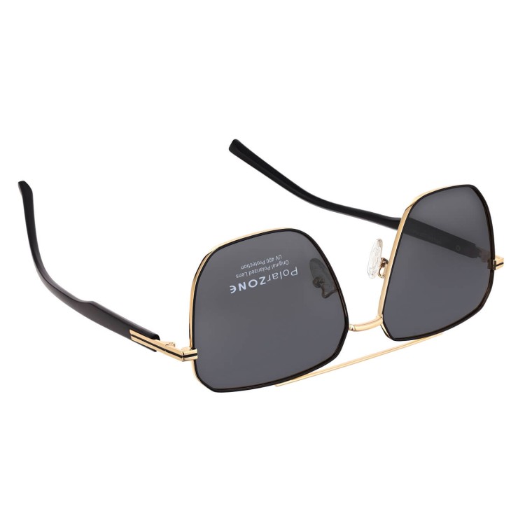 Duże Męskie okulary przeciwsłoneczne pilotki z polaryzacją i filtrem UV400 POL-123B PolarZone złote/czarne
