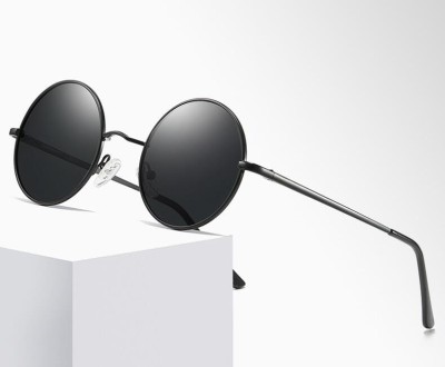 Czarne okulary Lenonki przeciwsłoneczne okrągłe T3310G