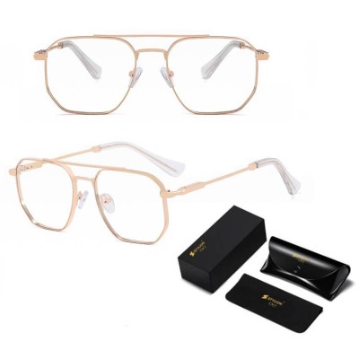 Okulary pilotki zerówki do komputera BLUE LIGHT z flexami 25140A złote