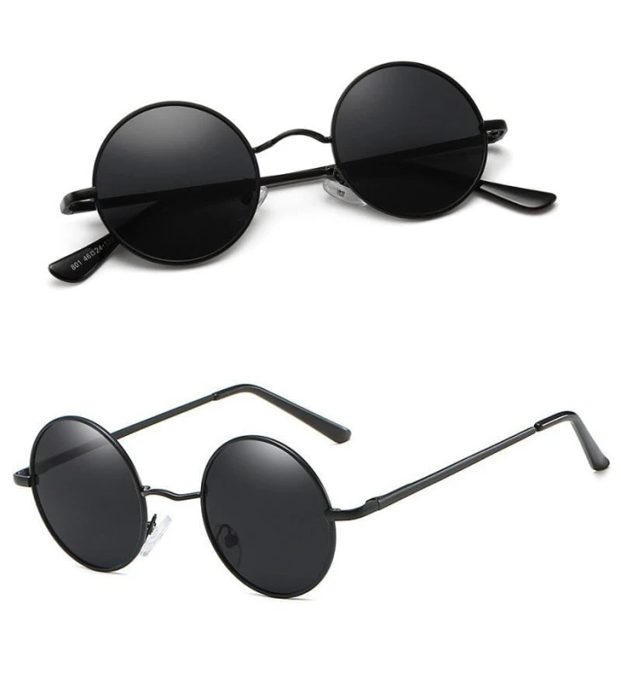 Czarne okulary Lenonki przeciwsłoneczne polaryzacyjne okrągłe POL-3310 ze skazą