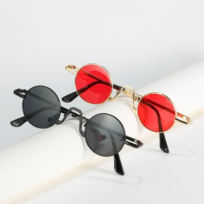 Okulary przeciwsłoneczne stalowe Okrągłe Lenonki UV400 SKK-01 ze skazą