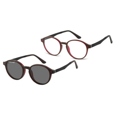 Okrągłe okulary pod korekcję z polaryzacyjną nakładką przeciwsłoneczną CLIP-TRC-190B-1