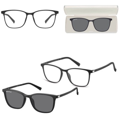 Prostokątne okulary pod korekcję z polaryzacyjną Nakładką przeciwsłoneczną na magnes CLIP-TRC-193-1 