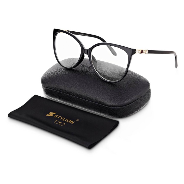 damskie okulary do komputera kocie oczy z filtrem blue light czarne z cyrkoniami POL-BLF-828K1.jpg