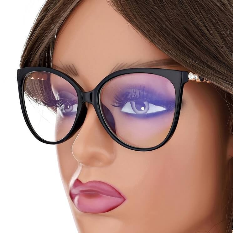 Damskie okulary z cyrkoniami zerówki do komputera z filtrem BLUE LIGHT Polarzone POL-BLF-828K1