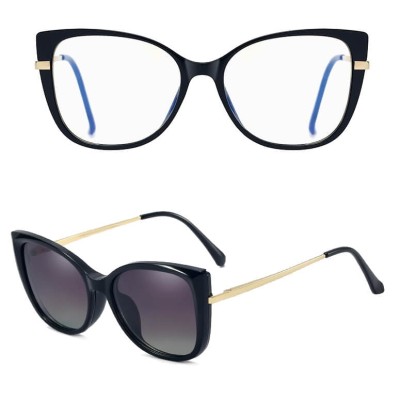 2w1 Okulary damskie do komputera z nakładką przeciwsłoneczną na magnes Clip-On 25138 czarne