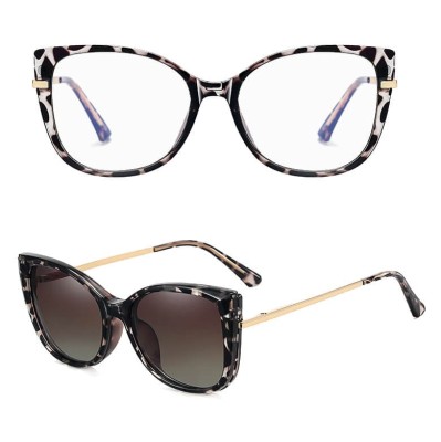 2w1 Okulary damskie do komputera z nakładką przeciwsłoneczną na magnes Clip-On 25138A panterkowe