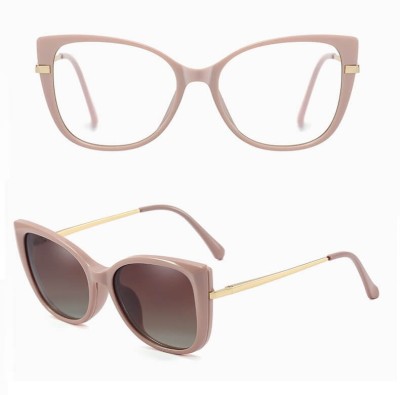 2w1 Okulary damskie do komputera z nakładką przeciwsłoneczną na magnes Clip-On 25138B różowe