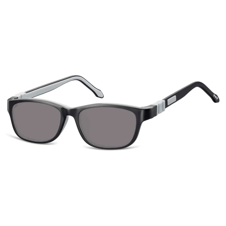 Elastyczne dziecięce okulary przeciwsłoneczne prostokątne + gumka Sunoptic SK5C czarne