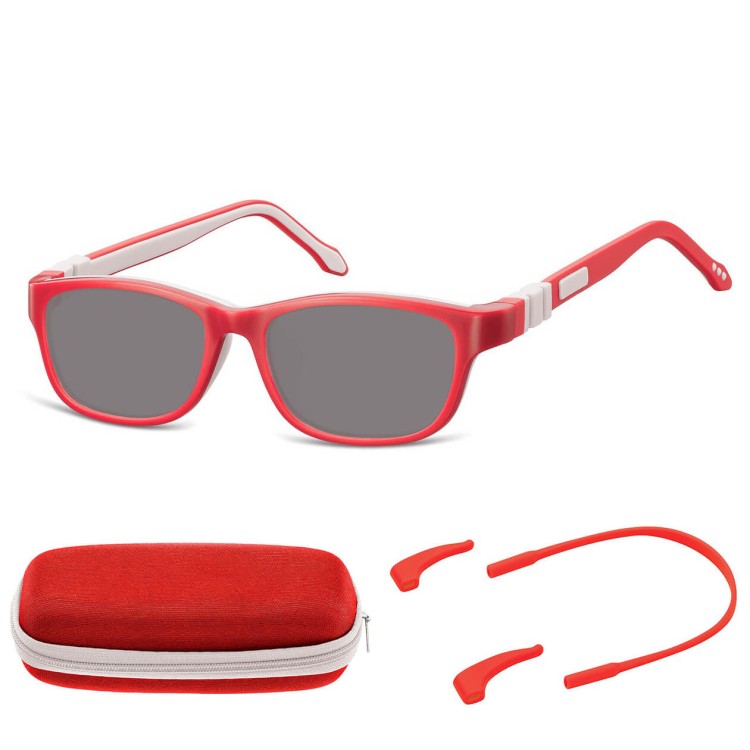 Elastyczne dziecięce okulary przeciwsłoneczneprostokątne + gumka Sunoptic SK5D czerwone.jpg