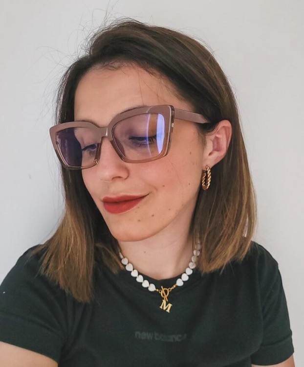 2w1 Okulary damskie do komputera z nakładką przeciwsłoneczną na magnes Clip-On 25134E kawowe