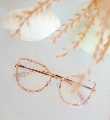 Damskie kocie okulary zerówki do komputera BLUE LIGHT z flexami 25137B peach/gold