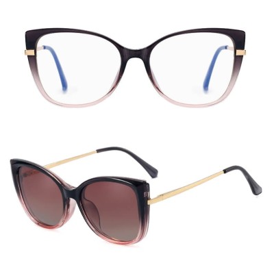 2w1 Okulary damskie do komputera z nakładką przeciwsłoneczną na magnes Clip-On 25138E fioletowe